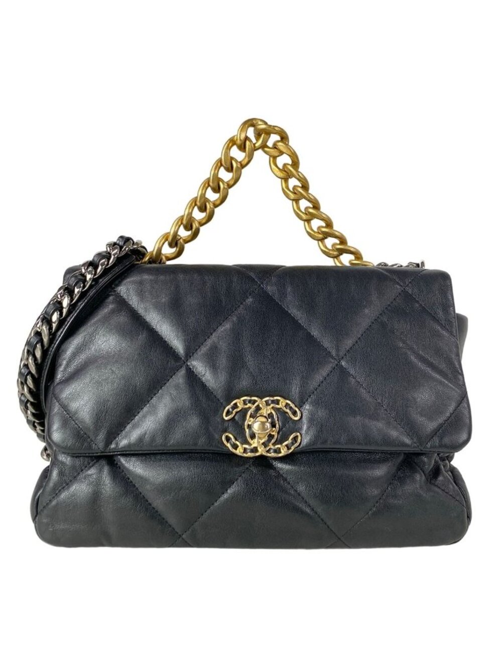 Chanel Shoulder Bag 19 Large Flap Black Chain 2-Way Lambskin